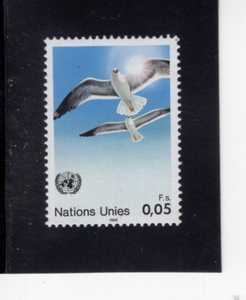 UNITED NATIONS,OFFICES IN GENOVA, SWITZERLAND(���׹��� ���� �繫��)-#145-5c-DOVES AND SUN(����, �¾�)-1986.3.14��