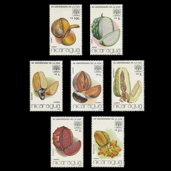 NICARAGUA(��ī���)-#1547~52(7��)-FRUITS(����)-1986.6.20��