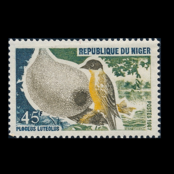 NIGER(������)-#187-45fr-LITTLE WEAVER AND NEST(���� ������, ����)-1967.11.18��