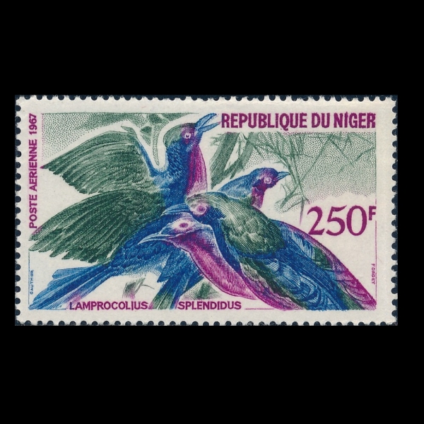 NIGER(������)-#C87-250fr-SPLENDID GLOSSY STARLING(���÷���� �����)-1968��