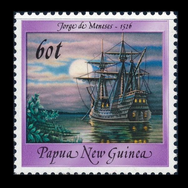 PAPUA NEW GUINEA(��Ǫ�ƴ����)-#673-60t-CARAVEL OF JORGE DE MENESES, 1526(ȣ���� �� �޳�����)-1988.2.17��