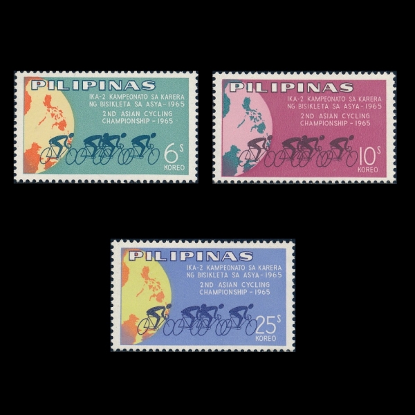 PHILIPPINES(�ʸ���)-#939~41(3��)-BICYCLISTS AND GLOBE(������, ����)-1965.12.5��