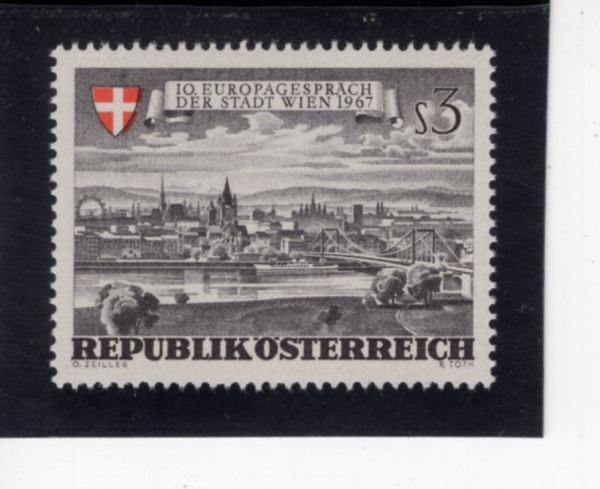 AUSTRIA(����Ʈ����)-#794-3s-VIEW AND ARMS OF VIENNA(�񿣳� ����, �� ����)-1967.6.12��