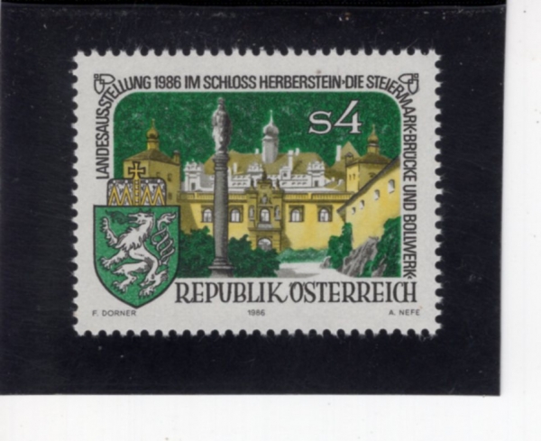 AUSTRIA(����Ʈ����)-#1345-4s-HERBERSTEIN CASTLE, ARMS OF STYRIA(�츣����Ÿ�� ��, ��Ÿ�̾��ũ�� ����)-1986.5.2��