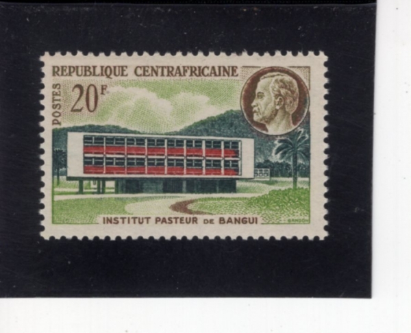 CENTRAL AFRICAN REPUBLIC(�߾Ӿ�����ī ��ȭ��)-#13-20fr-LOUIS PASTEUR AND PASTEUR INSTITUTE, BANGUI(���� �Ľ���, �Ľ��� ������)-1961.2.25��