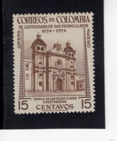 COLOMBIA(�ݷҺ��)-#C258-15c-CHURCH OF ST. PETER CLAVER, CARTAGENA(�� ���� Ŭ�󺣸� �̱۷��þ�)-1954.9.9��