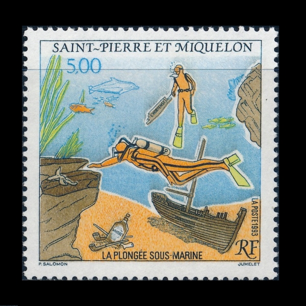 ST. PIERRE & MIQUELON(�� �ǿ��� ��Ŭ��)-#587-5fr-DEEP SEA DIVING(���� ���̺�)-1993.2.10��