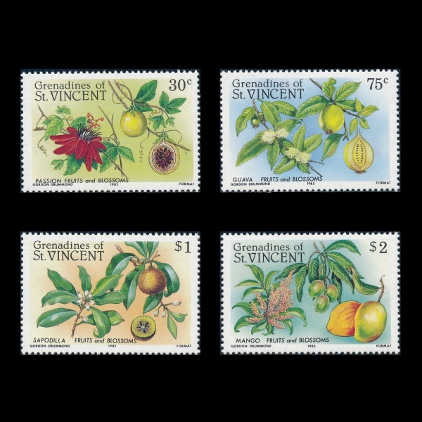 ST.VINCENT GRENADINES(����Ʈ ��Ʈ�� �׷�����)-#488~91(4��)-FRUITS AND BLOSSOMS(����, ��)-1985.6.24��