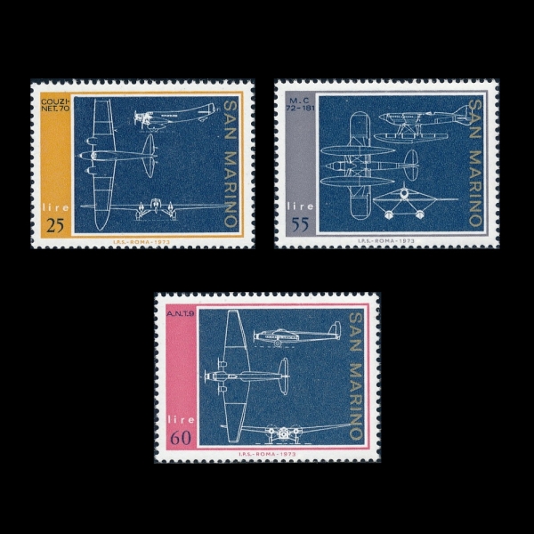 SAN MARINO(�긶����)-#814~6(3��)-FAMOUS AIRCRAFT(������ �װ���)-1973.8.31��