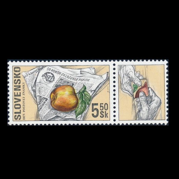 SLOVAKIA(���ι�Ű��)-#368-5.50k-POFIS, 50TH ANNIV. AND APPLE(����Ʈ ��ǥ ���� 50�ֳ�, ���)-2000.12.18��