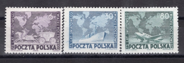 POLAND(������)-#457~9(3��)-UPU, 75TH ANNIV.(���Ϲ��� ���� ����)-1949.10.10��