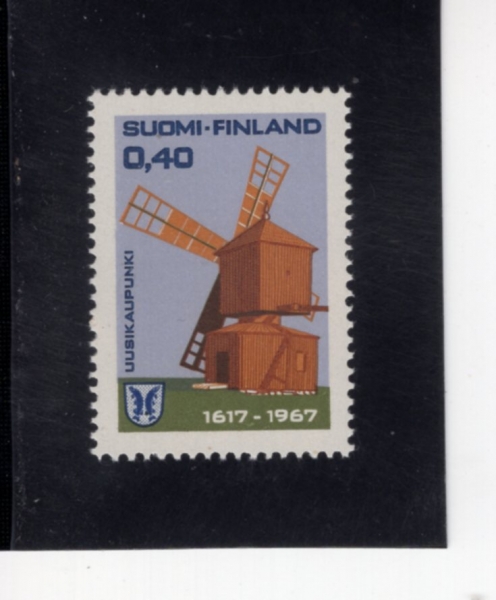 FINLAND(�ɶ���)-#445-40p-WINDMILL AND ARMS OF UUSIKAUPUNKI(ǳ��, ���ī��ǬŰ)-1967.4.19��