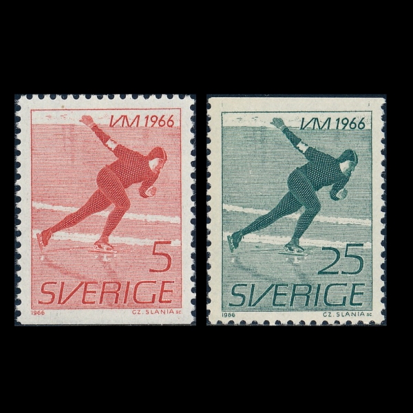 SWEDEN(������)-#696~7(2��)-SPEED SKATER(���ǵ� ��������)-1966.2.18��