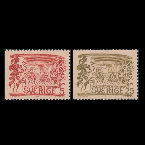 SWEDEN(������)-#704~5(2��)-STAGE, DROTTNINGHOLM COURT THEATER(���Ʈ��Ȧ�� ���� ����)-1966.6.15��