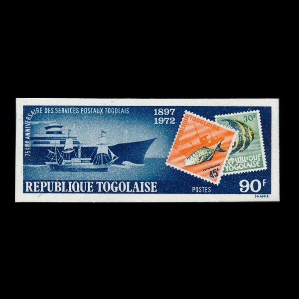 TOGO(���)-IMPERF-#855-90fr-MAIL BOAT AND SHIP(������, ����)-1973.10.20��