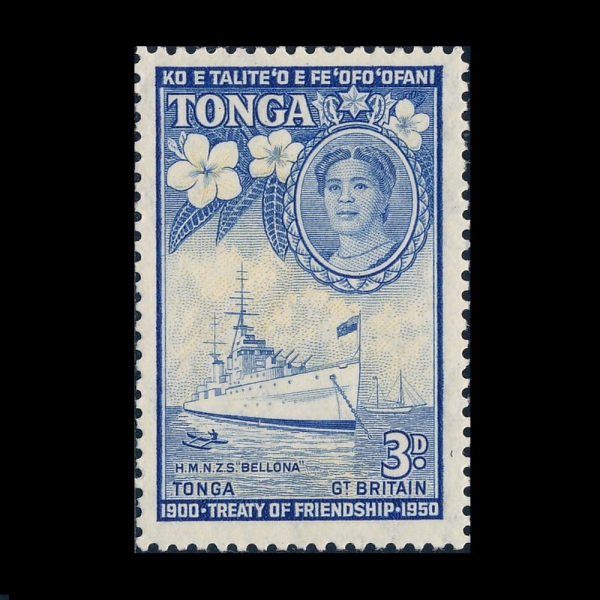 TONGA(���̶��)-#97-3p-QUEEN SALOTE & SHIP \"BELLONA\"(����� ���� 3��, ���γ�)-1951.7.2��