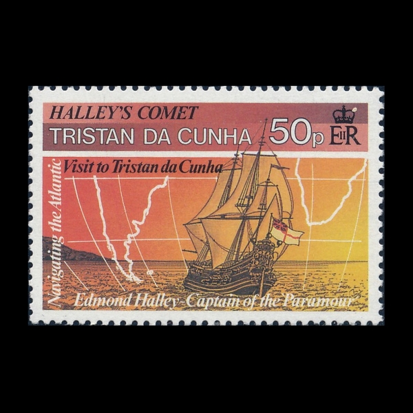 TRISTAN DA CUNHA(Ʈ����ź �� ����)-#387-50p-SHIP PARAMOUR(HMS �Ķ󹫾�)-1986.3.3��