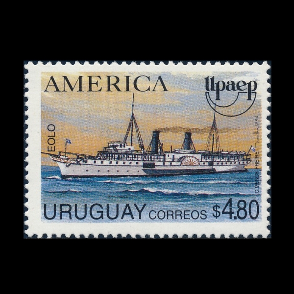 URUGUAY(������)-#1544-4.80p-PADDLE STEAMER(�е� ��Ƽ��)-1994.10.10��