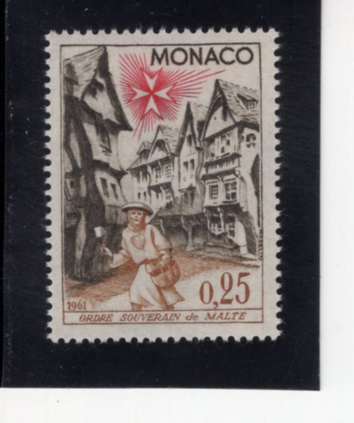 MONACO(����)-#481-25c-MEDIEVAL TOWN AND LEPER(�߼� ����, �Ѽ���)-1961.6.3��