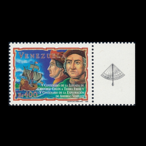 VENEZUELA(���׼�����)-#1595-400b-LANDING OF CHRISTOPER COLUMBUS, AND EXPLORATION OF AMERIGO VESPUCCI, 500TH ANNIV.(ũ�������� �ݷ�����, �Ƹ޸��� ����Ǫġ Ž�� 500�ֳ�)-1998.8.12��