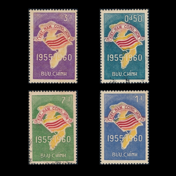 VIET NAM(��Ʈ��)-#146~9(4��)-MAP AND FLAG OF VIET NAM(��Ʈ���� ����, ����)-1960.10.26��