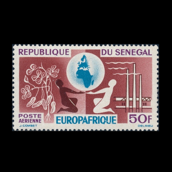 SENEGAL(���װ�)-#C36-50fr-PEANUTS, GLOBE, FACTORY, FIGURES OF AFRICA AND EUROPE(����, ����, ����, ������ī-���� ����)-1964.7.20��