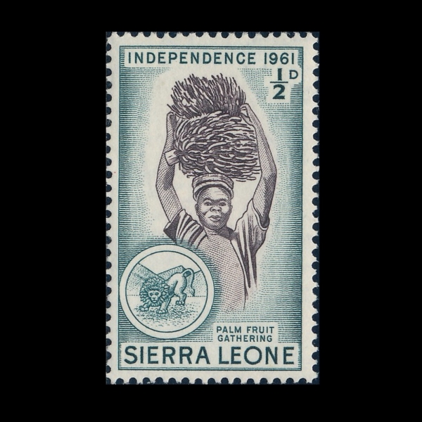 SIERRA LEONE(�ÿ��󸮿�)-#208-1/2p-CARRYING OIL PALM FRUIT(������ ����)-1961.4.27��