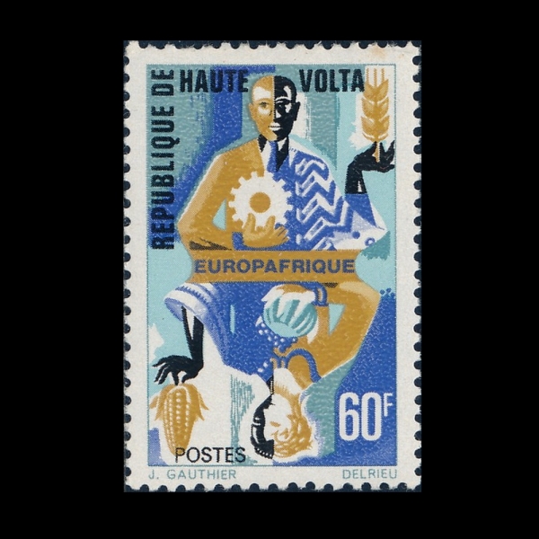 BURKINA FASO(�θ�Ű���ļ�)-#176-60fr-SYMBOLS OF AGRICULTURE, INDUSTRY, MEN AND WOMEN(��� ���)-1967.2.4��