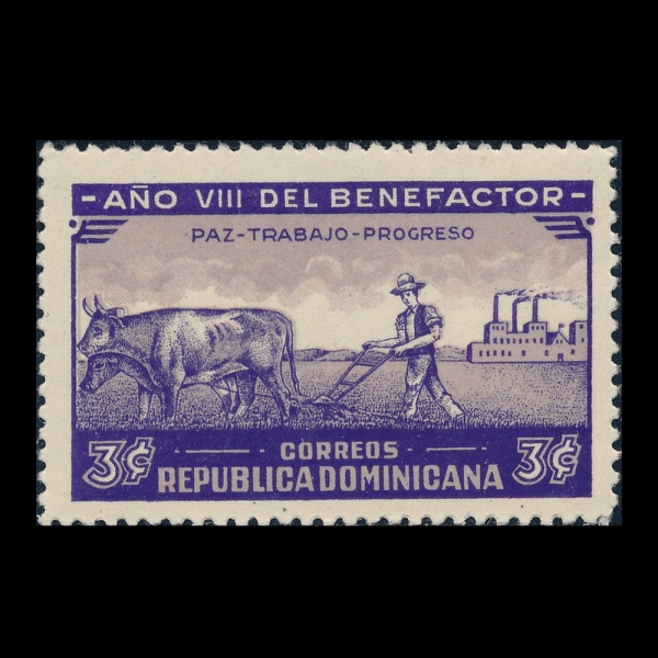 DOMINICA REPUBLIC(���̴�ī ��ȭ��)-#329-3c-SYMBOLIC OF PEACE, LABOR AND PROGRESS(��ȭ�� �뵿 ����)-1937.9.18��