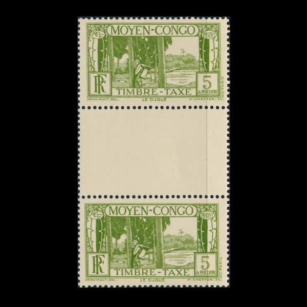 MIDDLE CONGO(�ߺ� ���)-PAIR-#J23-5c-RUBBER TREES AND DJOUE RIVER(��������, �ֿ� ��)-1933��