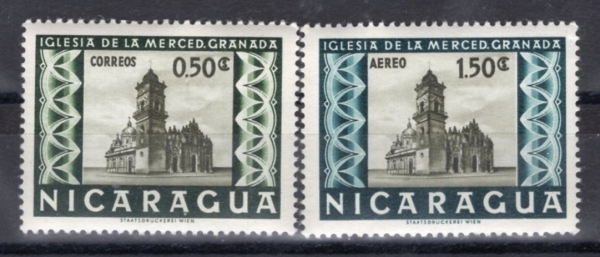 NICARAGUA(��ī���)-#792, C396(2��)-DE LA MERCED CHURCH, GRANADA(�� �޸����� ��ȸ)-1957.7.12��