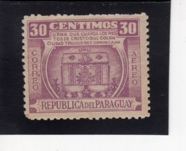 PARAGUAY(�Ķ����)-#C191-30c-URN CONTAINING REMAINS OF COLUMBUS(�ݷ����� ���ظ� ���� �׾Ƹ�)-1952.2.11��