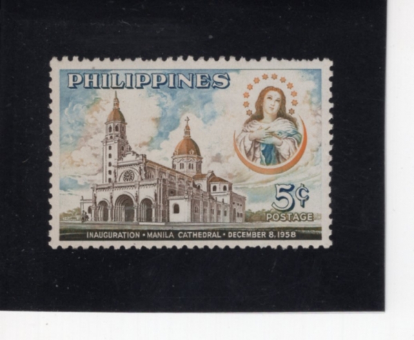 PHILIPPINES(�ʸ���)-#646-5c-MANILA CATHEDRAL(���Ҷ� �뼺��)-1958.12.8��