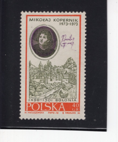 POLAND(������)-#1745-40g-COPERNICUS, BY BACCLARELLI AND VIEW OF BOLOGNA(���ݶ�콺 ���丣������, ���γ�)-1970.6.26��