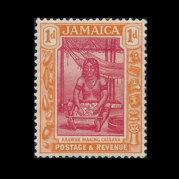 JAMAICA(�ڸ���ī)-#76-1p-ARAWAK WOMAN PREPARING CASSAVA(ī��ٸ� �غ��ϴ� �ƶ�� ����)-1921��