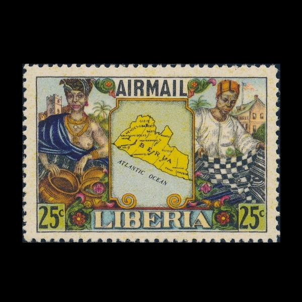 LIBERIA(���̺�����)-#C63-25c-MAP AND CITIZENS(����, �ù�)-1949.4.12��