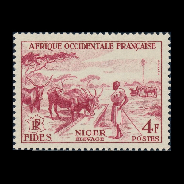 FRENCH WEST AFRICA(�������� ��������ī)-#68-4fr-CATTLE RAISING, NIGER(�� ����)-1956��