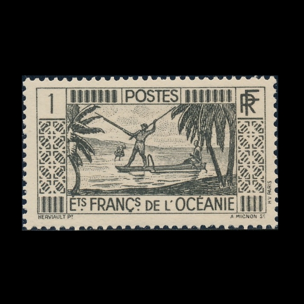 FRENCH POLYNESIA(�������� �����׽þ�)-#80-1c-SPEAR FISHING(���Ǿ��ǽ�)-1934��