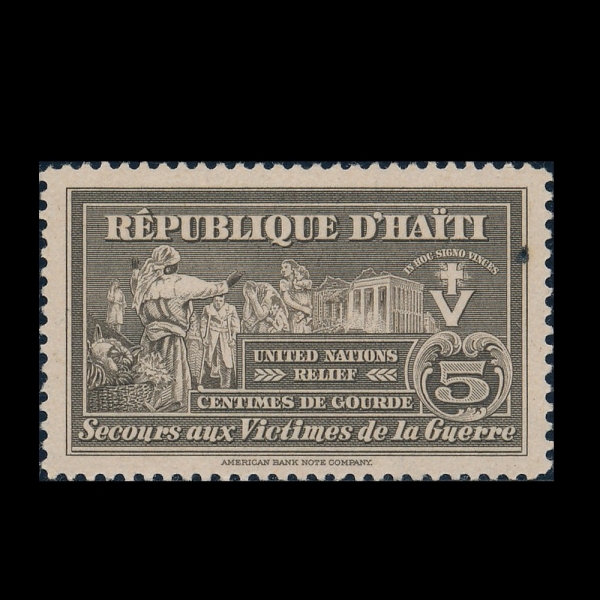 HAITI(����Ƽ)-#RA7-5c-HAITILIAN WOMAN, WAR INVALIDS AND RUINED BUILDINGS(����Ƽ ����, ���� �����, ����� �ǹ�)-1945.12.17��