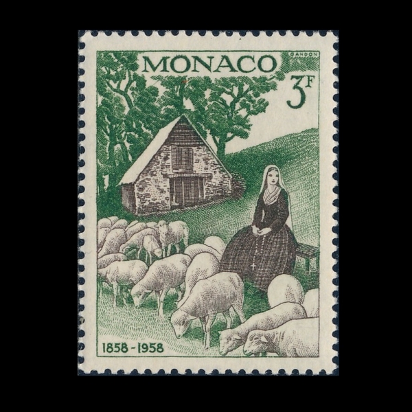 MONACO(����)-#414-3fr-SHEPHERDESS BERNADETTE AT BARTRES(��������Ʈ)-1958.5.15��