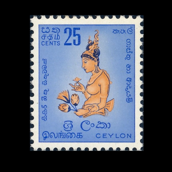 CEYLON(�Ƿ�)-#322-25c-SIGIRIYA FRESCO(�ñ⸮�� ��������ȭ)-1954��