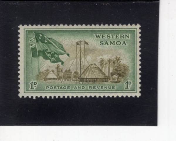 SAMOA(����)-#204-1p-WESTERN SAMOA AND NEW ZEALAND FLAGS, VILLAGE(������ �� ���ױ۷��� ���, ����)-1952.3.10��