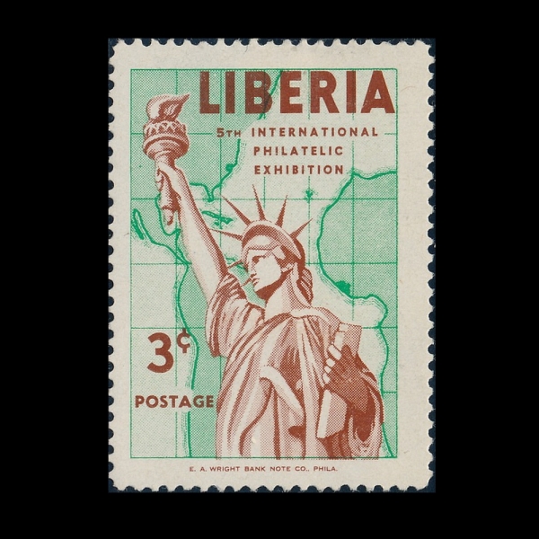 LIBERIA(���̺�����)-#355-3c-STATUE OF LIBERTY(������ ���Ż�)-1956.4.28��