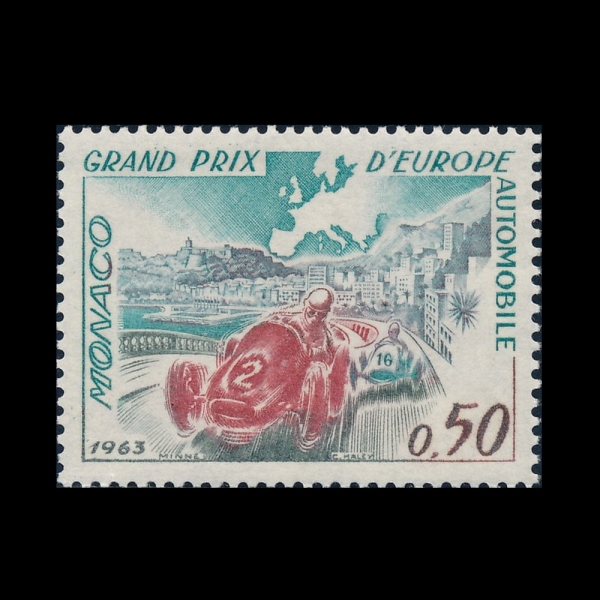 MONACO(����)-#538-50c-RACING CARS ON MONTE CARLO COURSE AND MAP OF EUROPE(���� ��Ŷ ����, ���� ����)-1963.5.3��