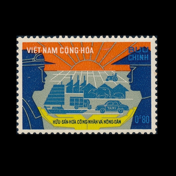 VIET NAM(��Ʈ��)-#331-80c-FARMER, CITY MAN AND SYMBOLS OF PROPERTY(���, ������, ����)-1968.11.1��