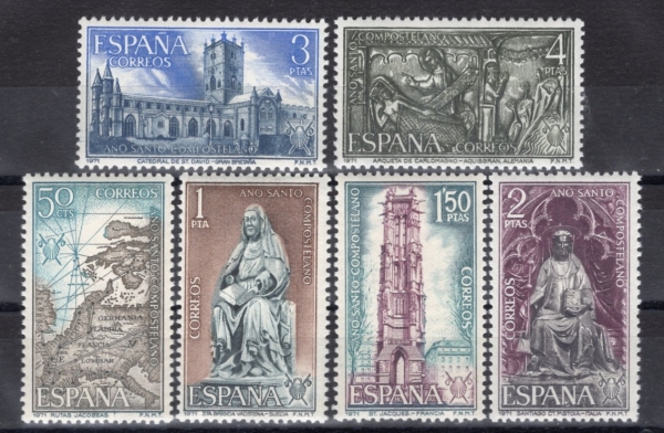 SPAIN(������)-#A395~6(6��)-HOLY YEAR OF COMPOSTELA, 1971(�������ڶ� ����, 1971)-1971��