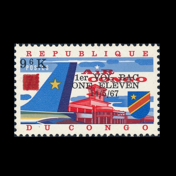CONGO, DEMOCRATIC REPUBLIC(��� �������ǰ�ȭ��)-#606-9.60k on 7fr-TAIL ASSEMBLY AND AIRPORT(���� ����ü, ����)-1967.10.16��
