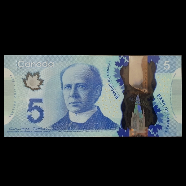 CANADA-ĳ����-SIR WILFRED LAURIER(�������� �θ���)-P106-POLYMER PLASTIC PAPER-5 DOLLARS-2013��