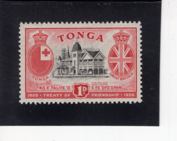 TONGA(�밡)-#95-1p-BADGES AND ROYAL PALACE(����, �밡 �ձ��� �ձ�)-1951.7.2��