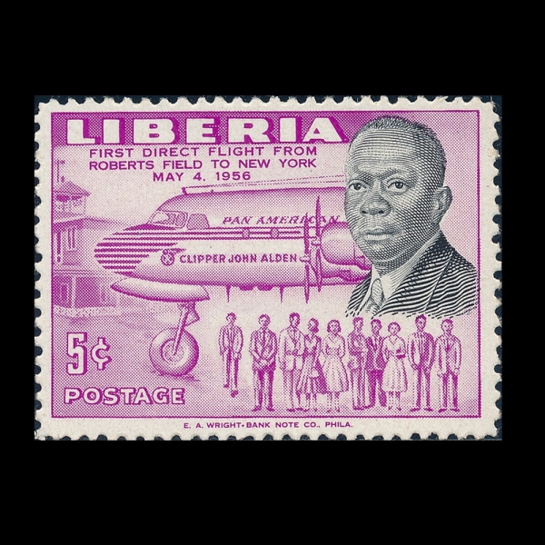 LIBERIA(���̺�����)-#363-5c-ROBERTS FIELD, LIBERIA, PLANE & PRESS. TUBMAN(����յ� �ø�����, �ظ��� �ͺ��)-1957.5.4��